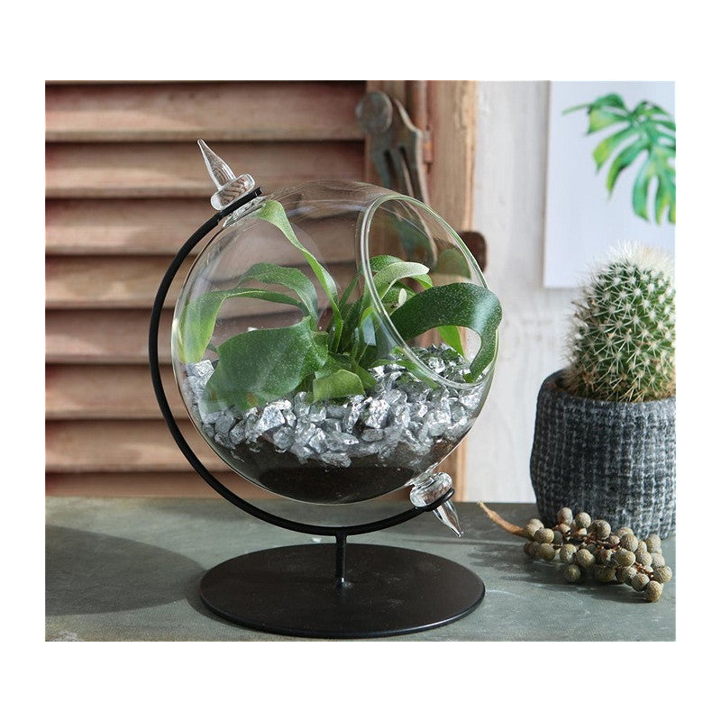 Sfera in vetro per lumino con supporto Ø 15 cm, H. 21 cm (1 pezzo) [IFS-29292]