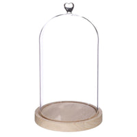 Campana di vetro con base di legno a forma di cuore Ø 17 cm, H. 30 cm (1 pezzo) [IFS-29365]