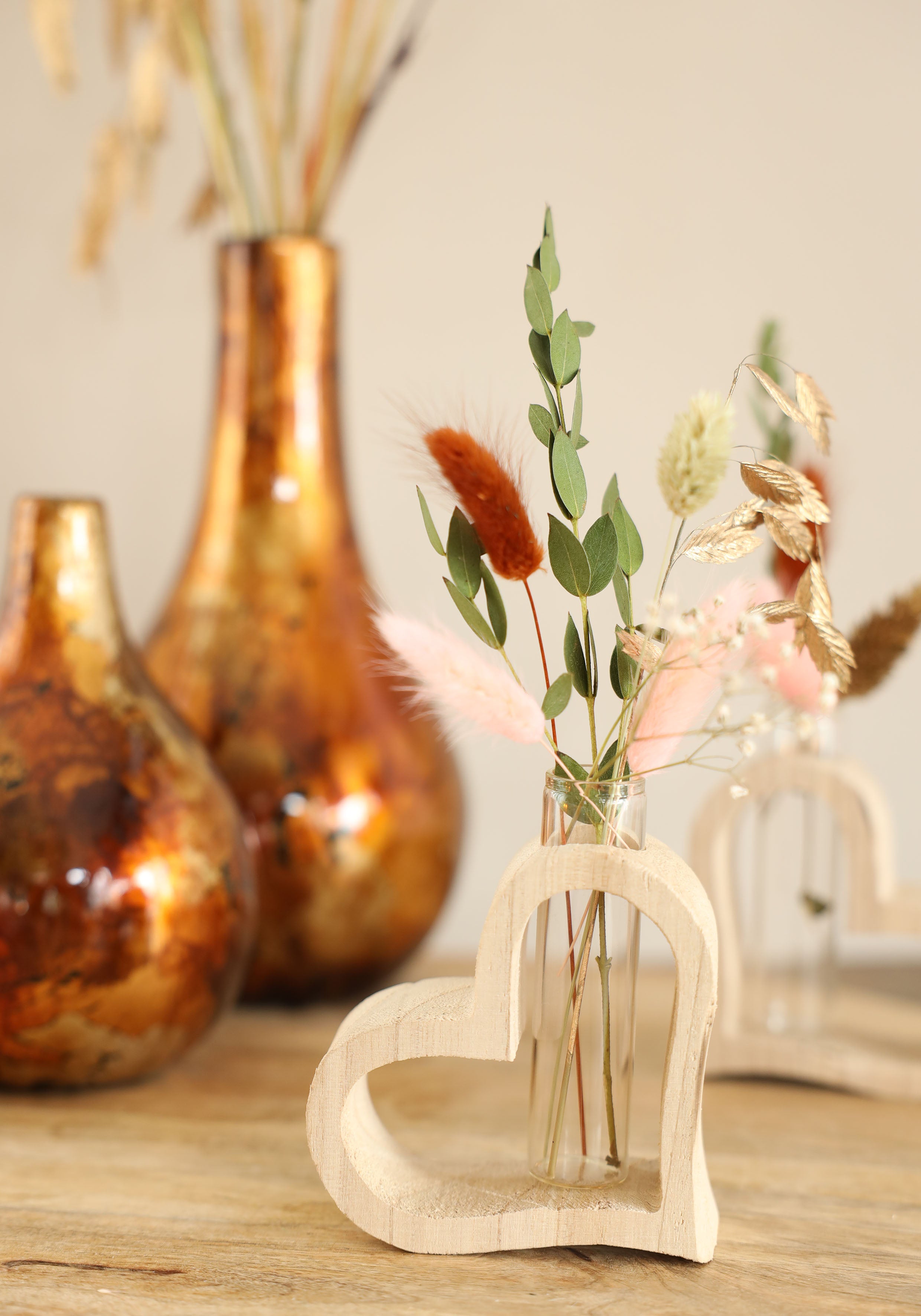 Cuore di legno con tubo da laboratorio 10 x 5 h.11 cm (6 pz) [IFS-29638]