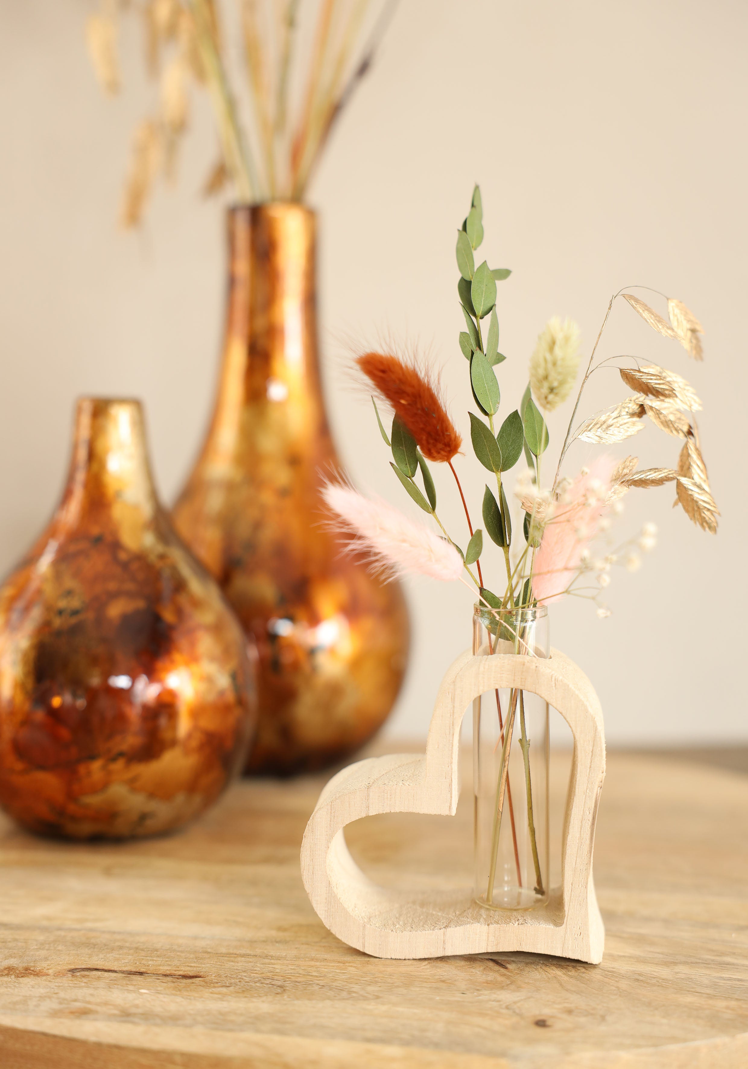 Cuore di legno con tubo da laboratorio 10 x 5 h.11 cm (6 pz) [IFS-29638]