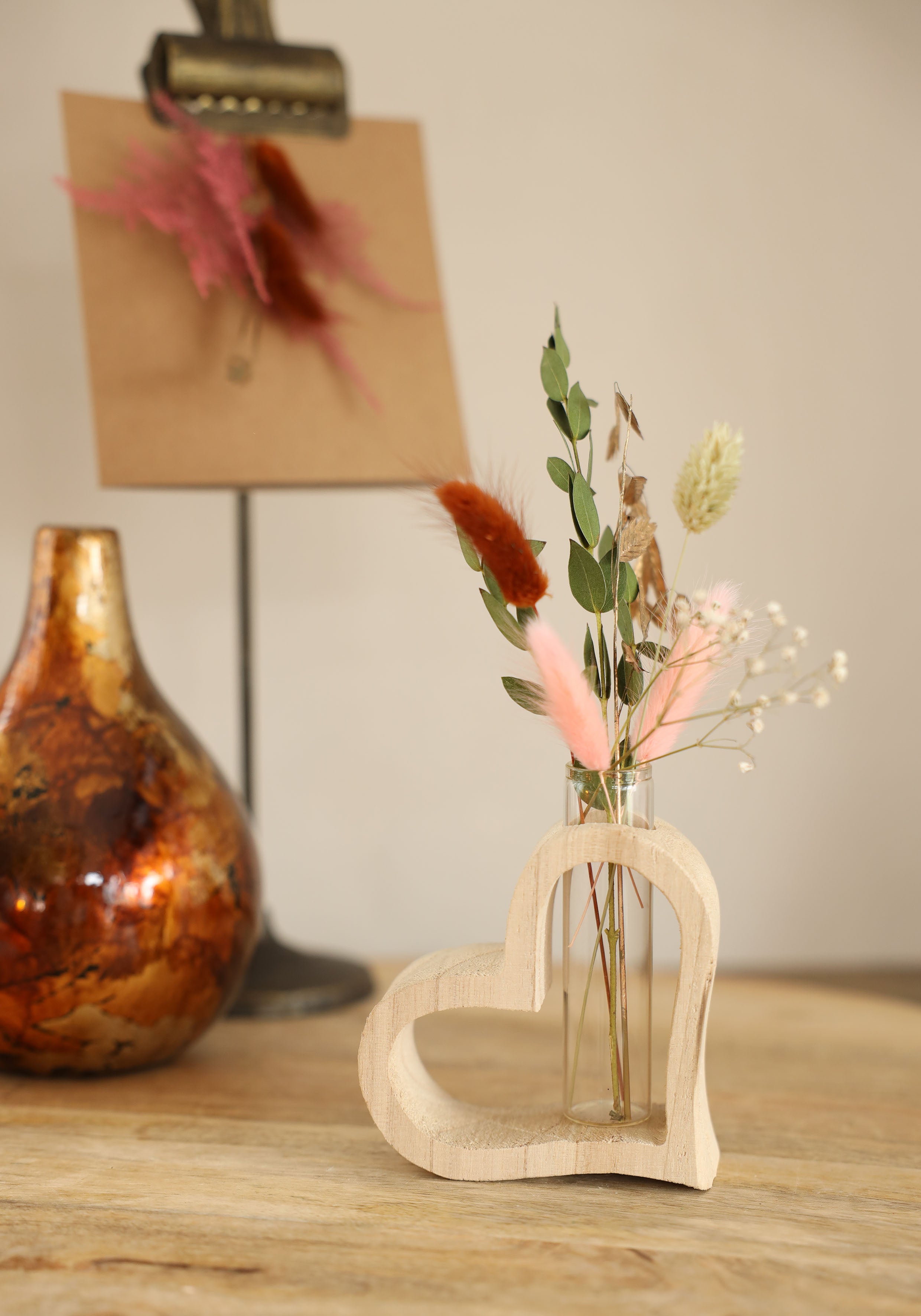 Cuore di legno con tubo da laboratorio 10 x 5 h.11 cm (6 pz) [IFS-29638]