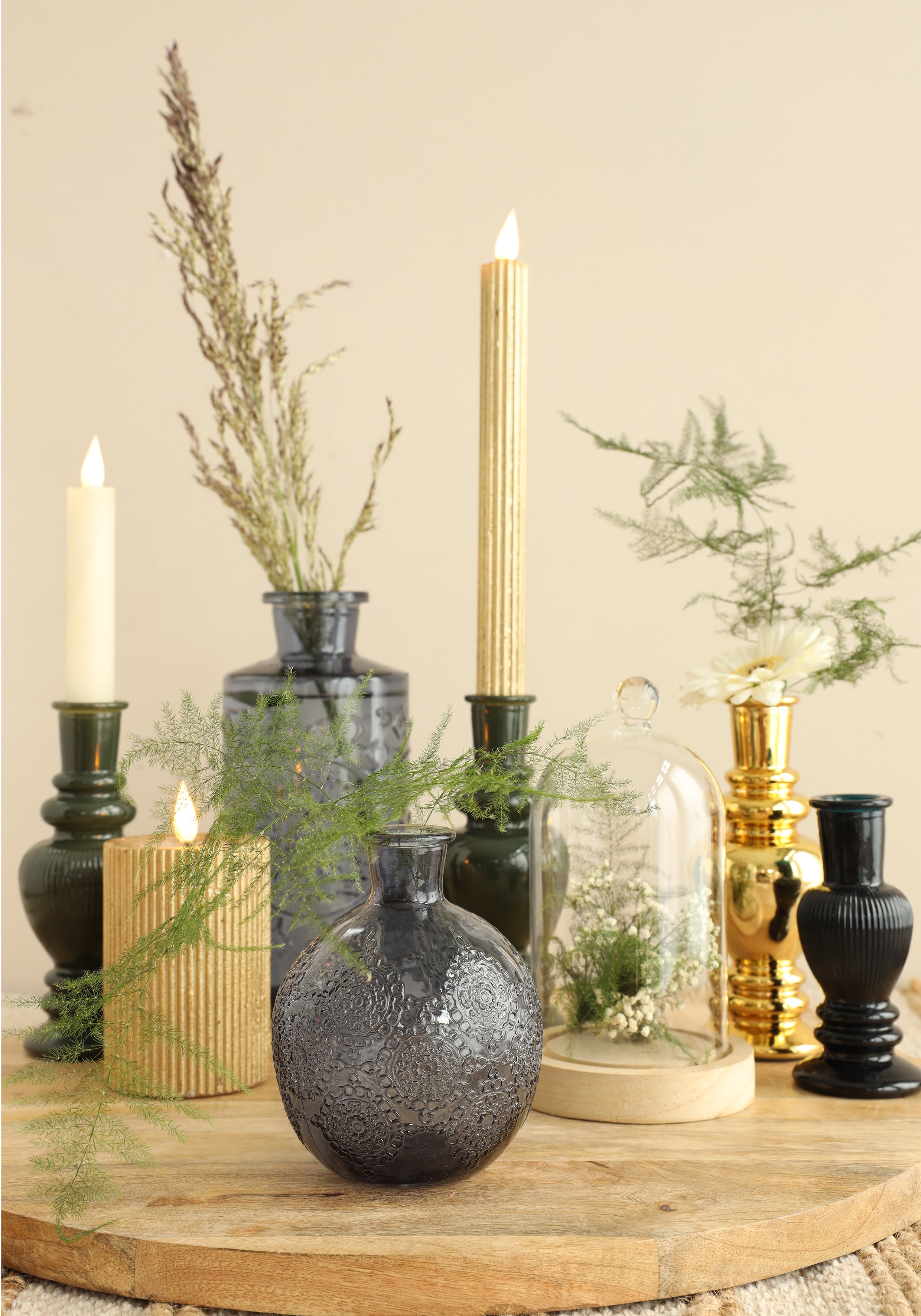 Candela a pilastro LED Ø7 h. 10 cm oro (1 pz) [IFS-32632]