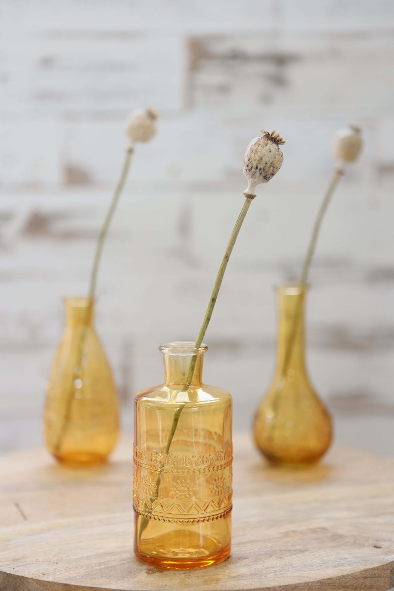 Flower vase Rome Ø7.5cm and 16cm high Ochre (12 pcs.) [IFS-29732]