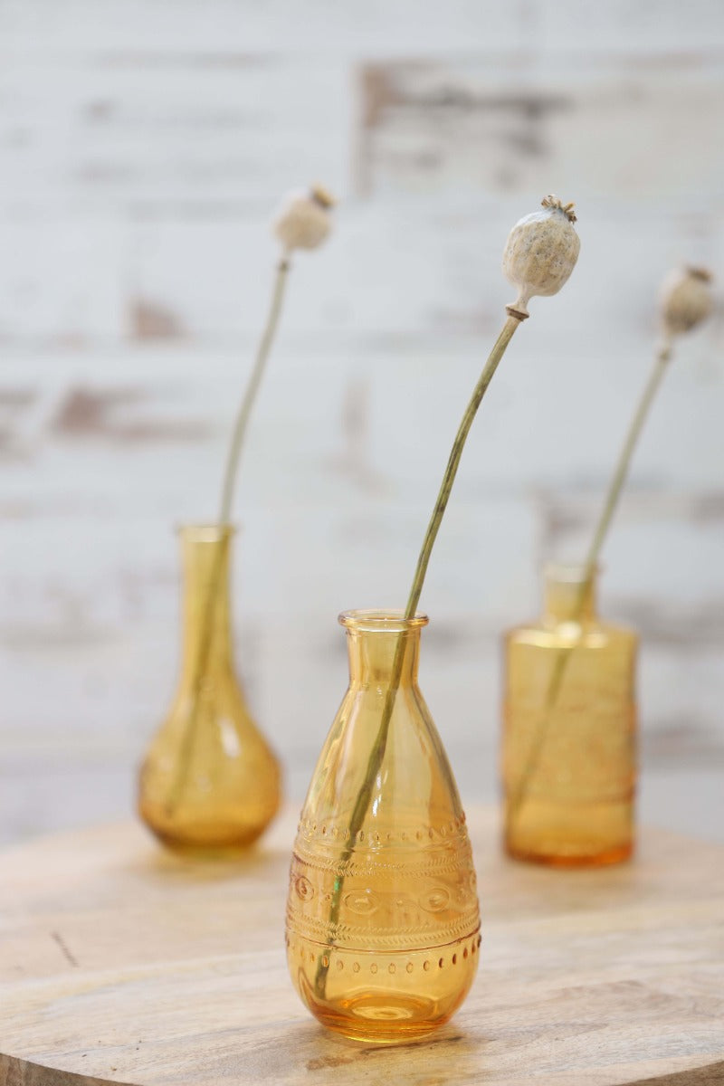 Flower vase Porto Ø7.5cm and 14.5cm high Ochre (12 pcs.) [IFS-29742]