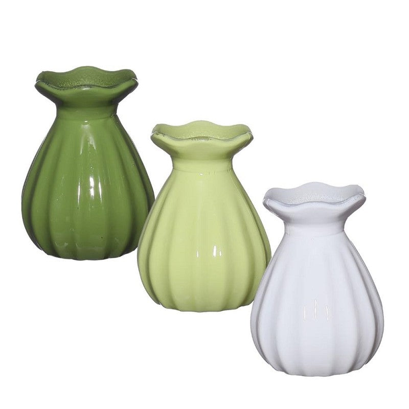 Vaso di fiori Ø7 h: 9 cm Assortimento verde (12 pz) [IFS-29805]
