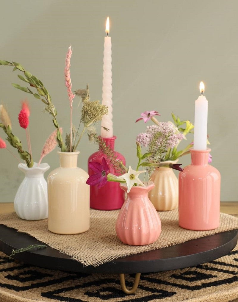 bottiglie di vetro Ø7 h: 12 cm Rosa Assorti (12 pz) [IFS-29806]