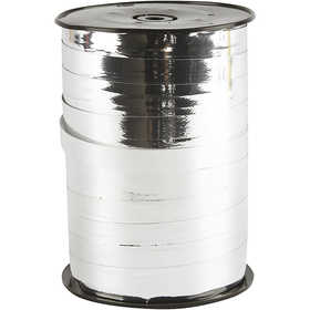 Nastro arricciabile, L: 10 mm, brillante, argento metallico, 250 m/ 1 rot. [HOB-20222]