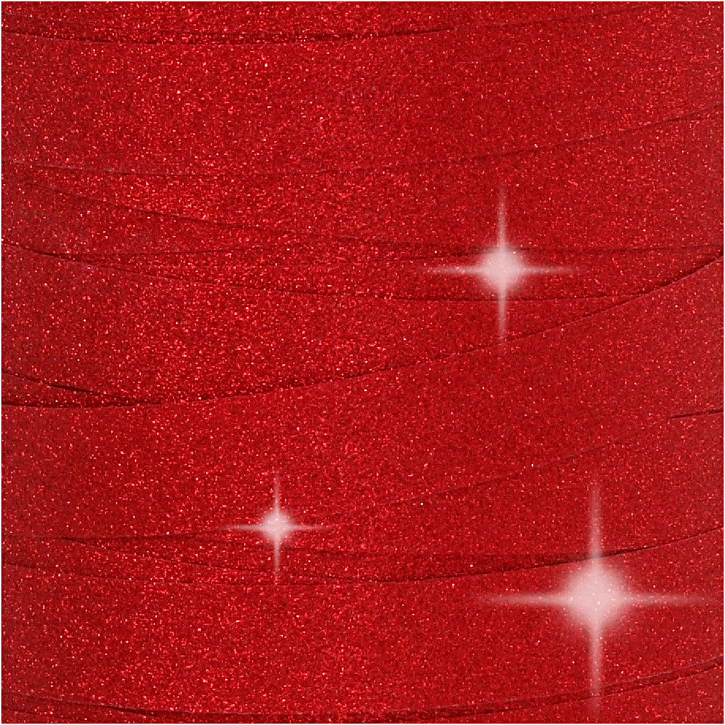 Nastro arricciabile, L: 10 mm, glitter, rosso, 100 m/ 1 rot. [HOB-202414]
