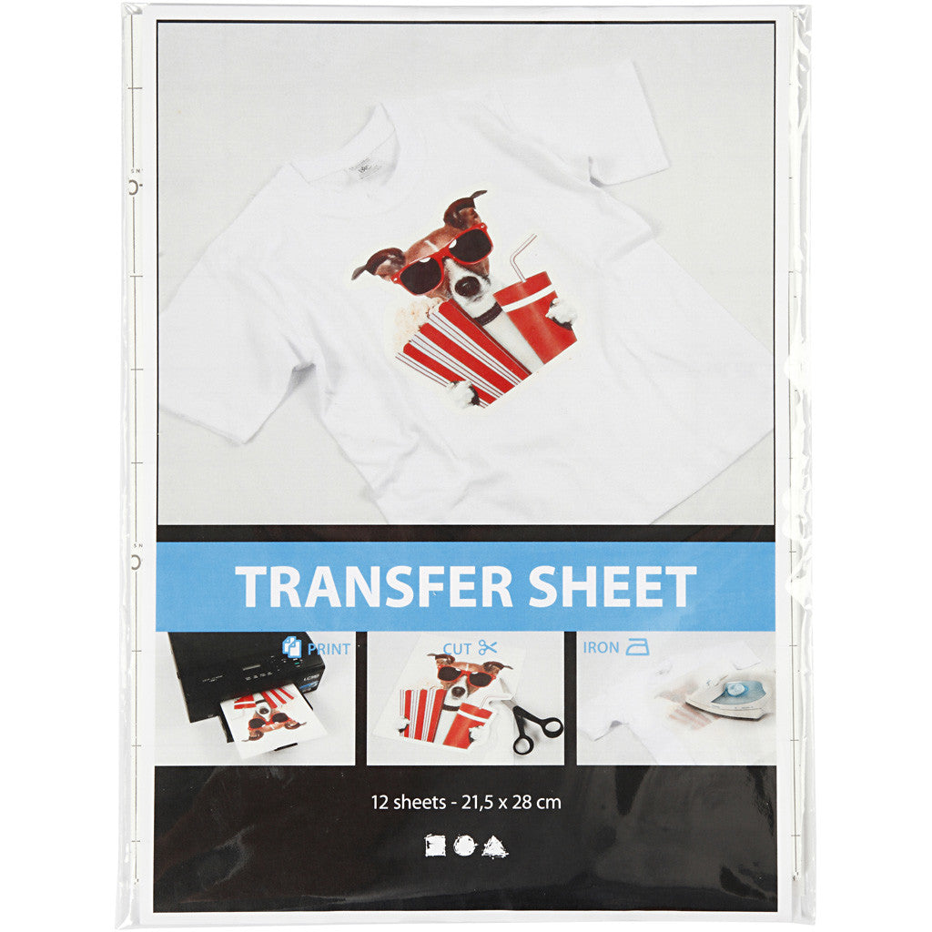 Foglio di trasferimento, foglio 21,5x28 cm, per stoffe chiare e scure, bianco, 12 fgl./ 1 conf. [HOB-20701]