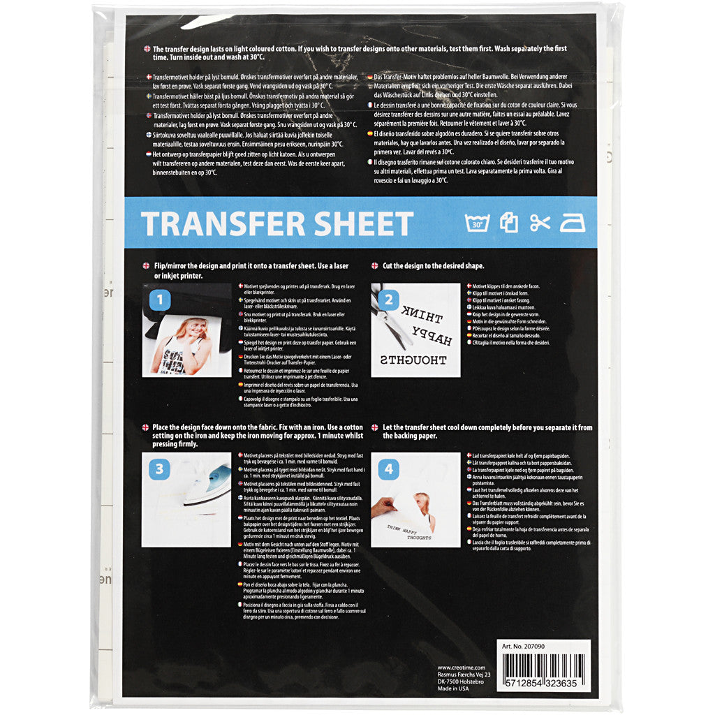 Foglio di trasferimento, foglio 21,5x28 cm, per stoffe chiare, transparent, 5 fgl./ 1 conf. [HOB-207090]