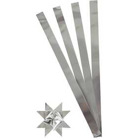 Scrisce di carta per stelle Froebel, L: 73 cm, diam 11,5 cm, L: 25 mm, argento, 100 strisce/ 1 conf. [HOB-20725]