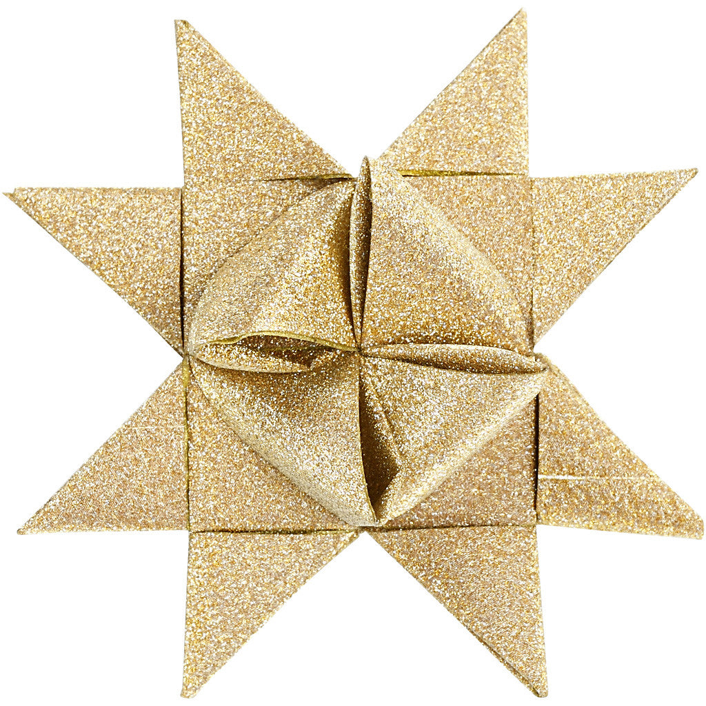 Strisce di carta per stelle , L: 44+78 cm, diam 6,5+11,5 cm, L: 15+25 mm, glitter,vernice, oro, 40 strisce/ 1 conf. [HOB-20776]