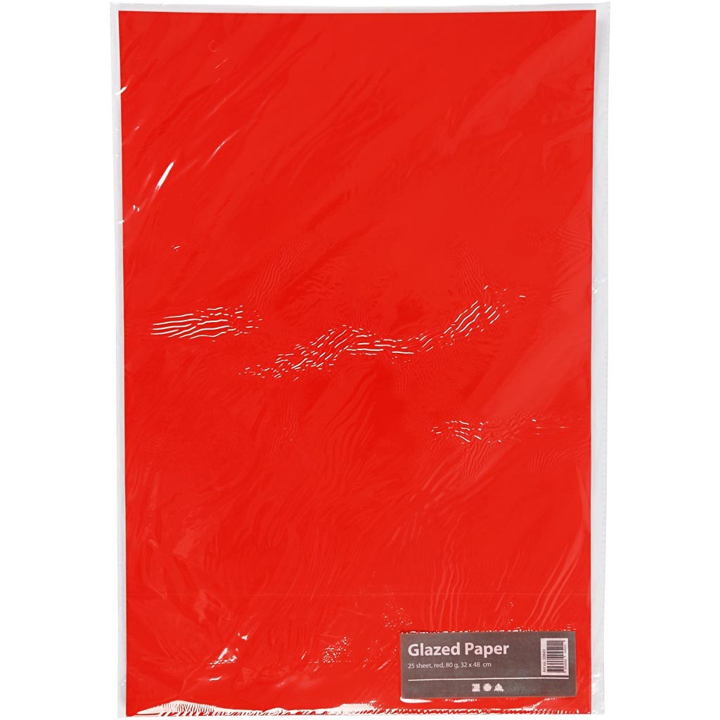 Carta Smaltata, foglio 32x48 cm, 80 g, rosso, 25 fgl./ 1 conf. [HOB-20843]