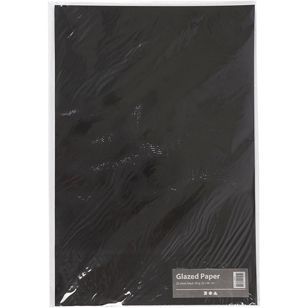 Carta Smaltata, foglio 32x48 cm, 80 g, nero, 25 fgl./ 1 conf. [HOB-20849]