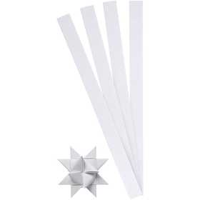 Scrisce di carta per stelle Froebel, L: 45 cm, diam 6,5 cm, L: 15 mm, bianco, 100 strisce/ 1 conf. [HOB-209330]