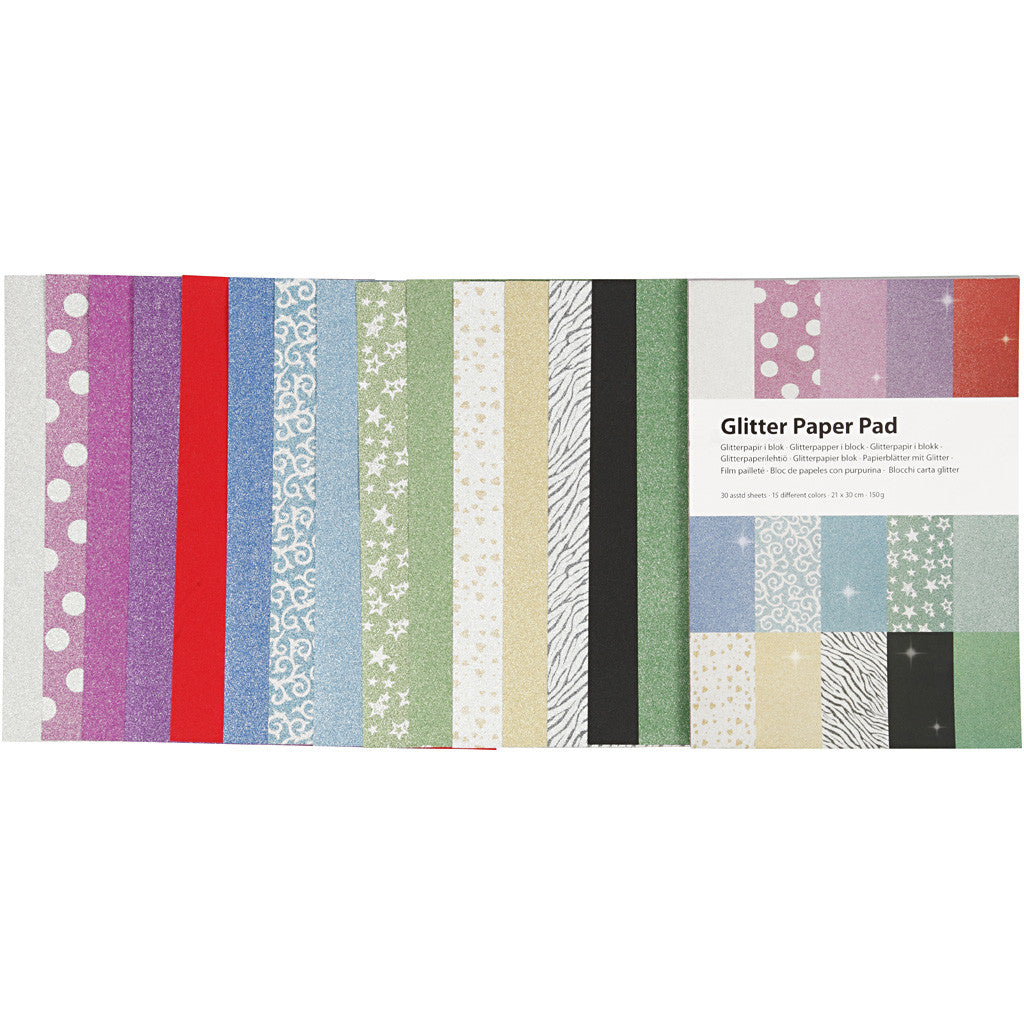 Blocchi carta glitter, A4, foglio 210x297 mm, 150 g, 30 fgl./ 1 pz [HOB-21062]