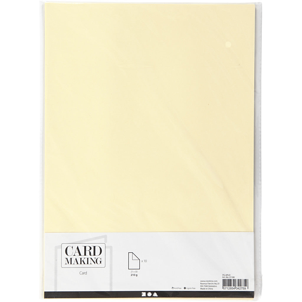 Cartoncino, A4, foglio 210x297 mm, 210 g, giallo pastello, 10 fgl./ 1 conf. [HOB-21180]