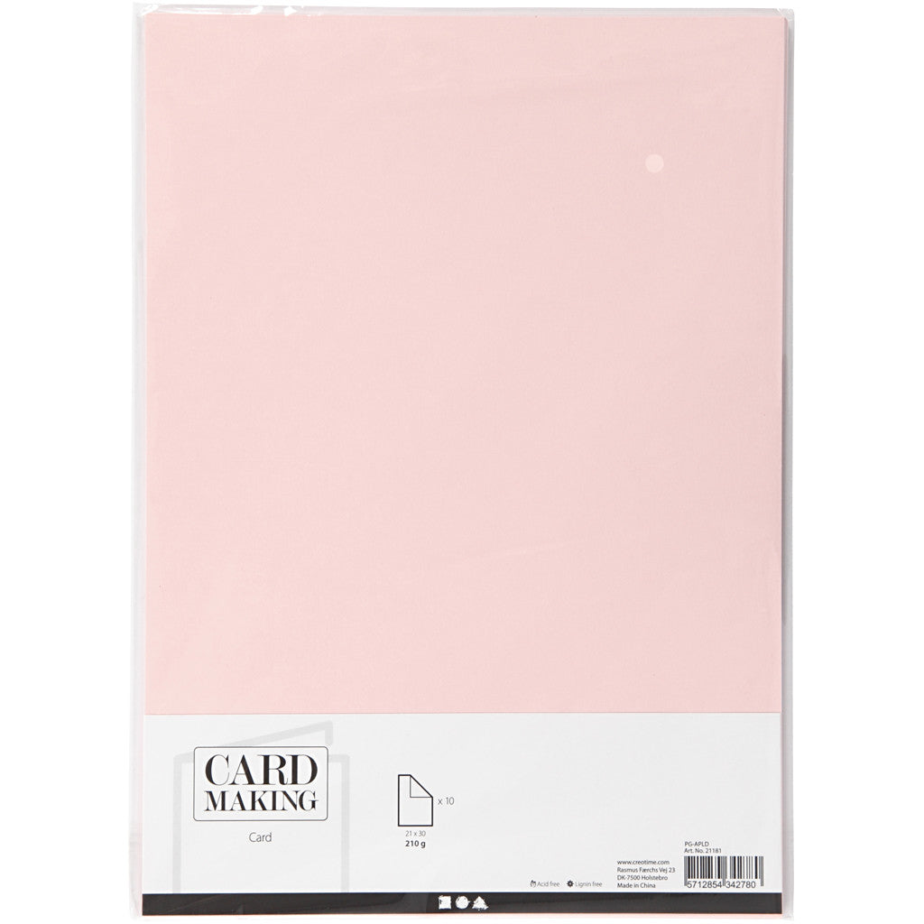 Cartoncino, A4, foglio 210x297 mm, 210 g, rosato chiaro, 10 fgl./ 1 conf. [HOB-21181]