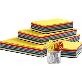 Set cartoncino colorato Kraft e forbici per bambini, A3,A4,A5,A6, 180 g, colori asst., 1 set [HOB-21401]