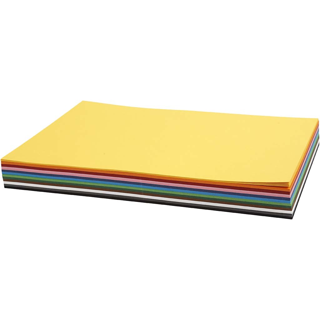 Cartoncino, A4, foglio 210x297 mm, 180 g, colori asst., 12x10 fgl./ 1 conf. [HOB-214270]