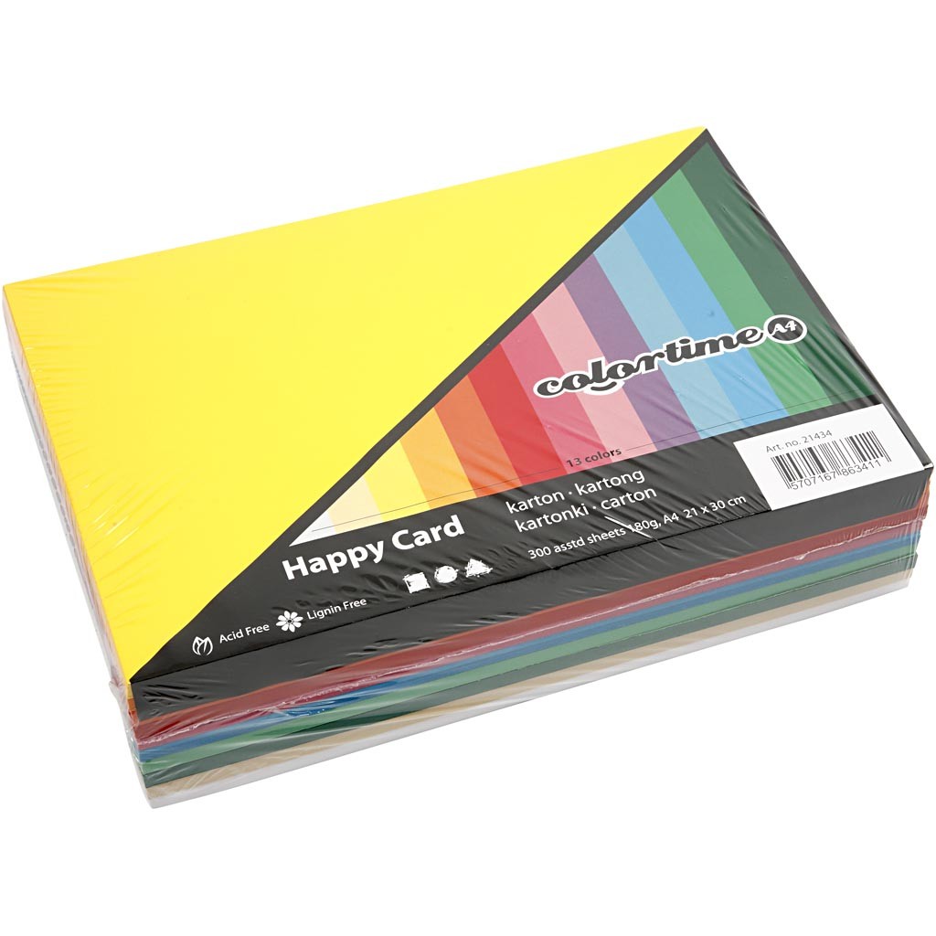 Cartoncino Primavera, A4, foglio 210x297 mm, 180 g, colori asst., 300 fgl. asst./ 1 conf. [HOB-21434]