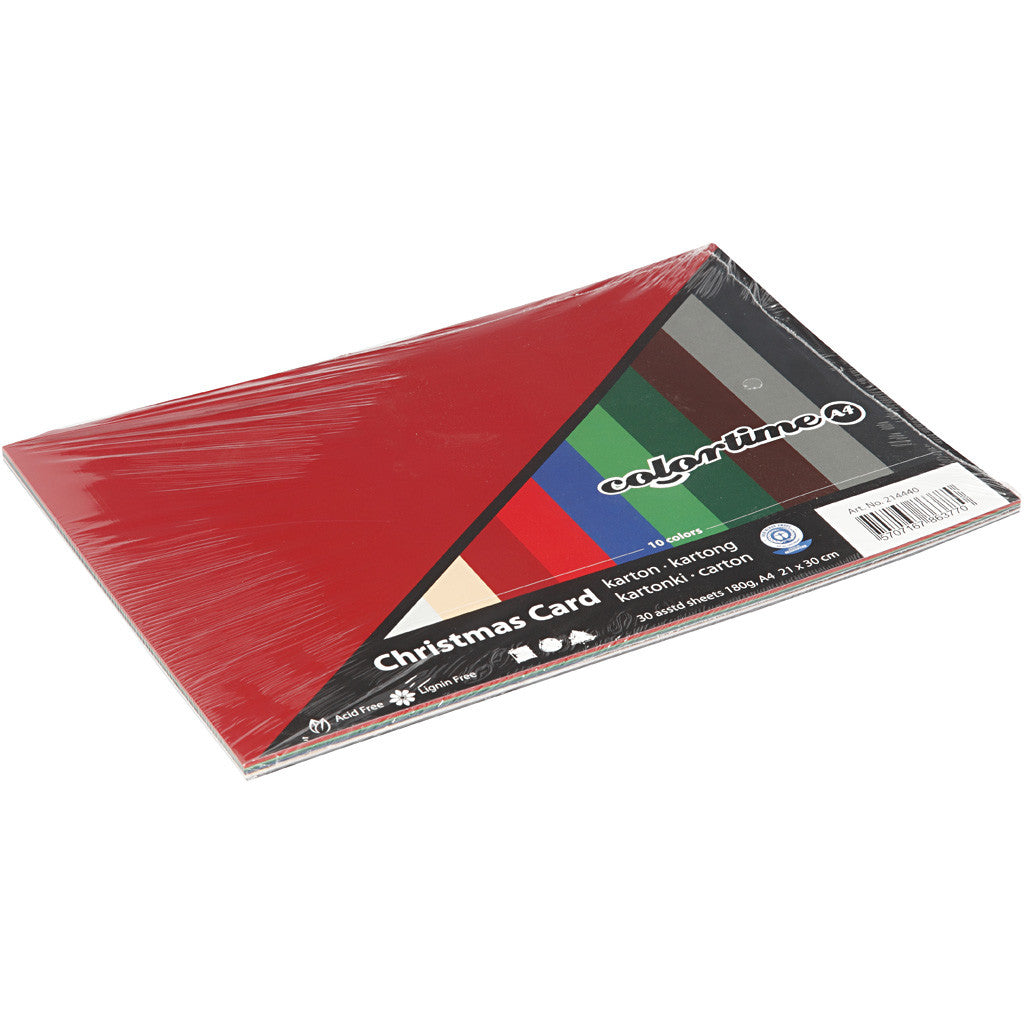 Cartoncino Natale, A4, foglio 210x297 mm, 180 g, colori asst., 30 fgl. asst./ 1 conf. [HOB-214440]