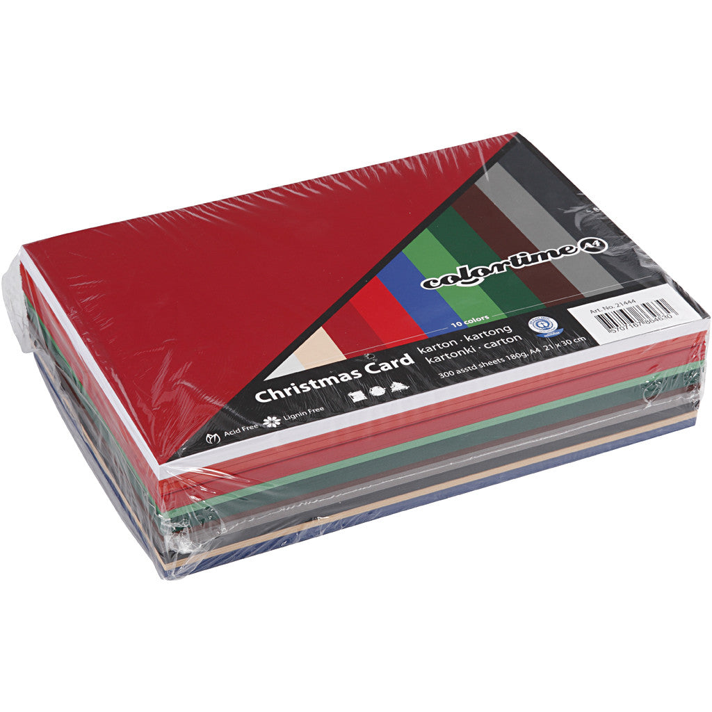 Cartoncino Natale, A4, foglio 210x297 mm, 180 g, colori asst., 300 fgl. asst./ 1 conf. [HOB-21444]
