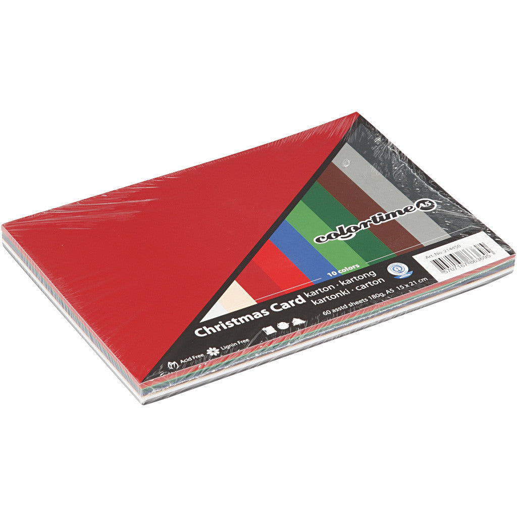 Cartoncino Natale, A5, foglio 150x210 mm, 180 g, colori asst., 60 fgl. asst./ 1 conf. [HOB-214450]