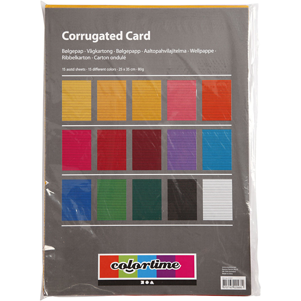 Cartoncino corrugato, foglio 25x35 cm, 80 g, 15 fgl. asst./ 1 conf. [HOB-21927]