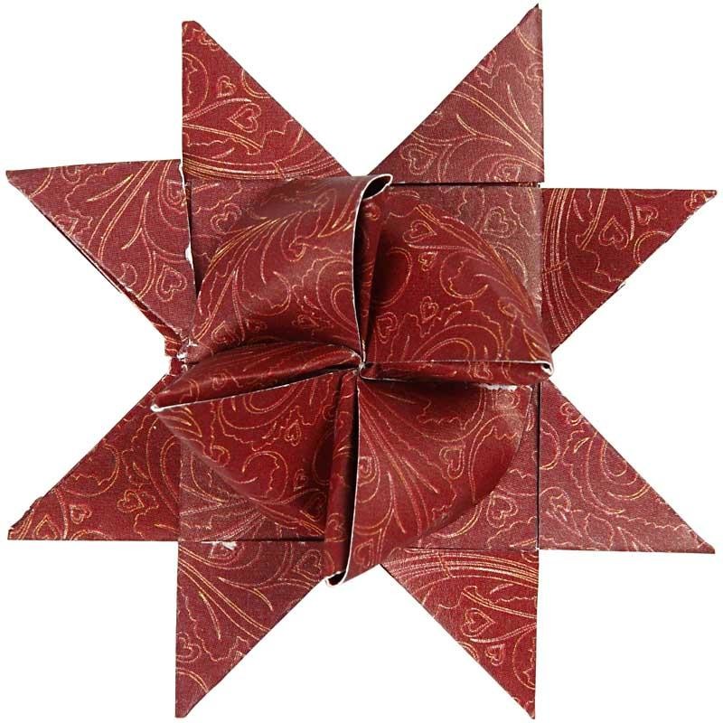 Strisce di carta per stelle, L: 44+78 cm, L: 15+25 mm, diam 6,5+11,5 cm, rosso, bianco, 60 strisce/ 1 conf. [HOB-22248]