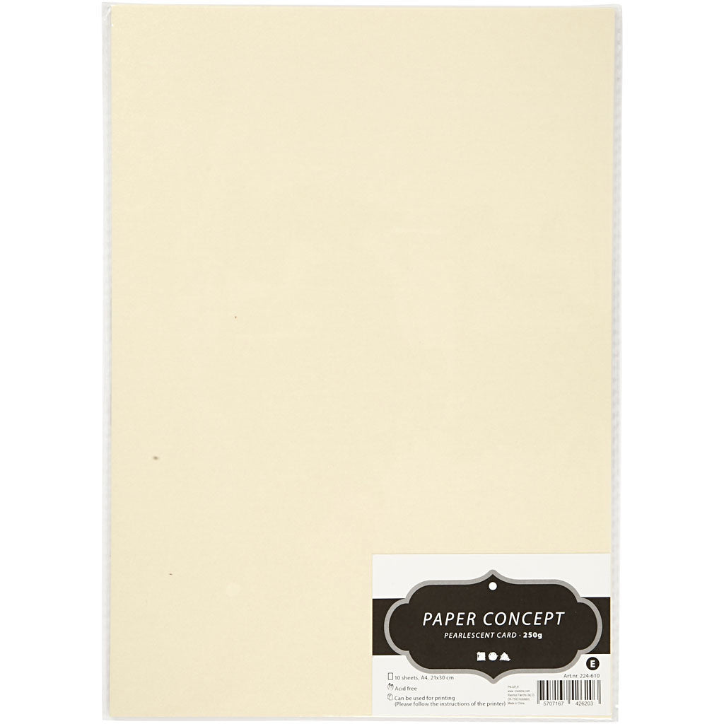 Cartoncino perlato, A4, foglio 210x297 mm, 250 g, beige madreperlato, 10 fgl./ 1 conf. [HOB-224610]