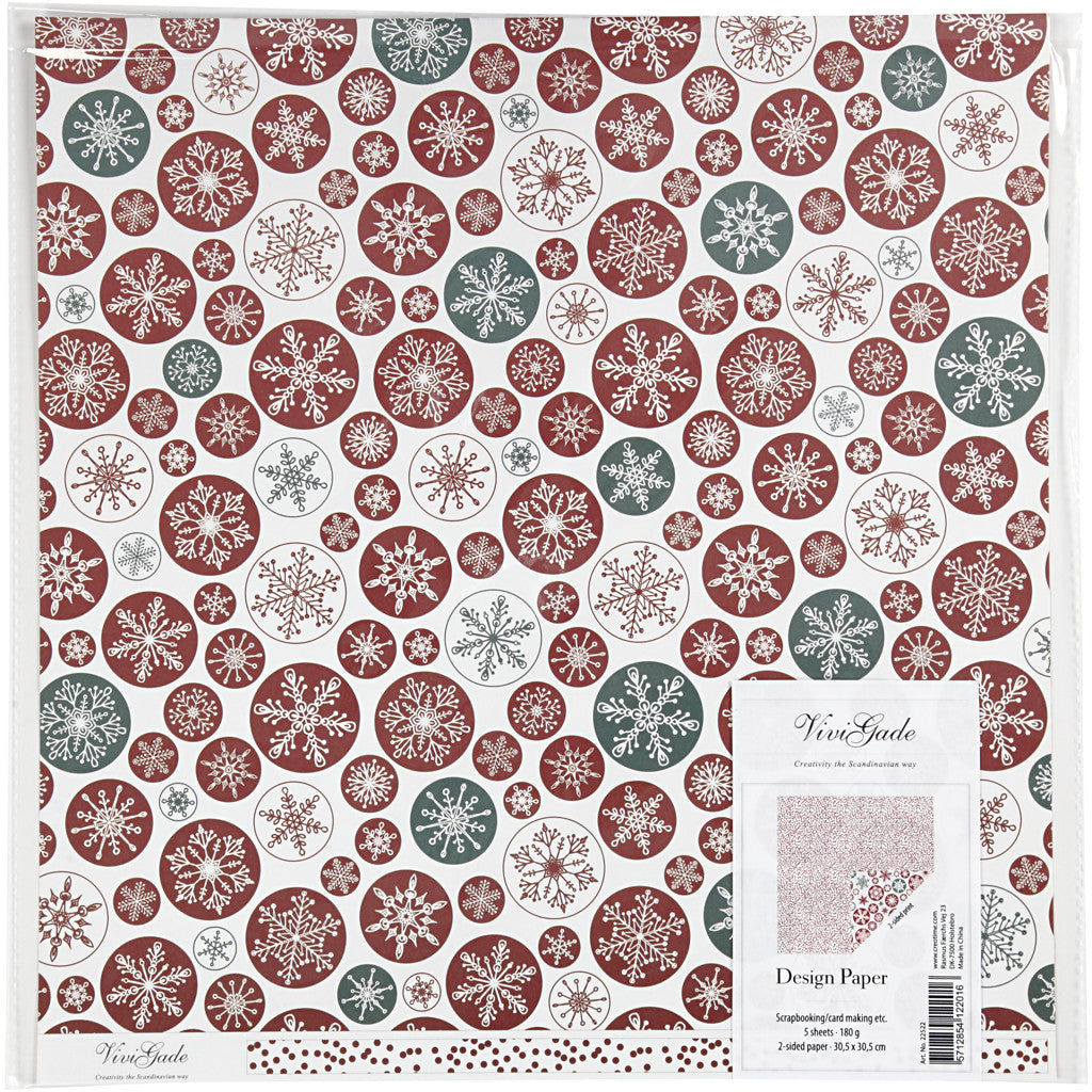 Carta fantasia, cristalli di ghiaccio e pois, foglio 30,5x30,5 cm, 180 g, 5 fgl./ 1 conf. [HOB-22522]