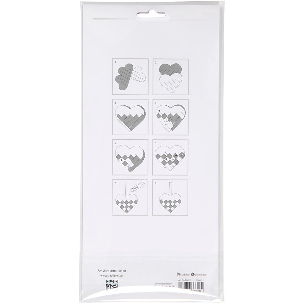 Cuori intrecciati, misura 13,5x12,5 cm, rosso, bianco, 8 set/ 1 conf. [HOB-22659]