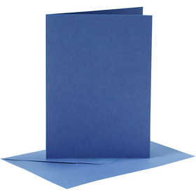 Biglietti e buste, dim. cartoncino 10,5x15 cm, dim. busta 11,5x16,5 cm, 110+220 g, blu, 6 set/ 1 conf. [HOB-23014]