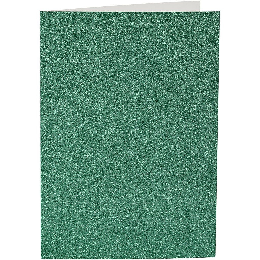 Biglietti e buste, dim. cartoncino 10,5x15 cm, dim. busta 11,5x16,5 cm, glitter, 110+250 g, verde, 4 set/ 1 conf. [HOB-23026]