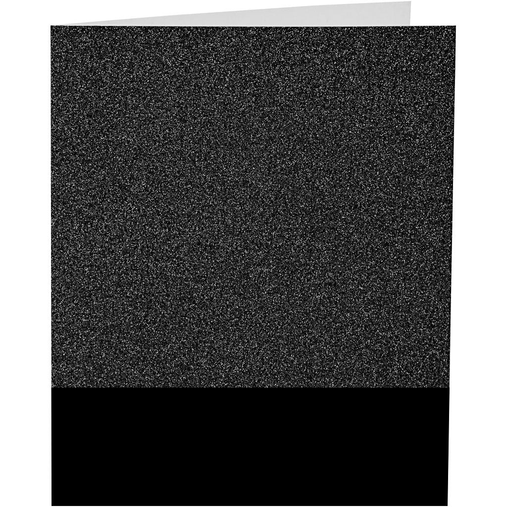 Biglietti e buste, dim. cartoncino 10,5x15 cm, dim. busta 11,5x16,5 cm, glitter, 110+250 g, nero, 4 set/ 1 conf. [HOB-23027]