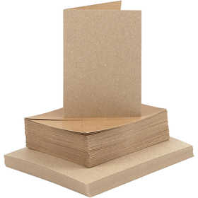 Biglietti e buste, dim. cartoncino 10,5x15 cm, dim. busta 11,5x16,5 cm, 120+240 g, natural, 50 set/ 1 conf. [HOB-23113]