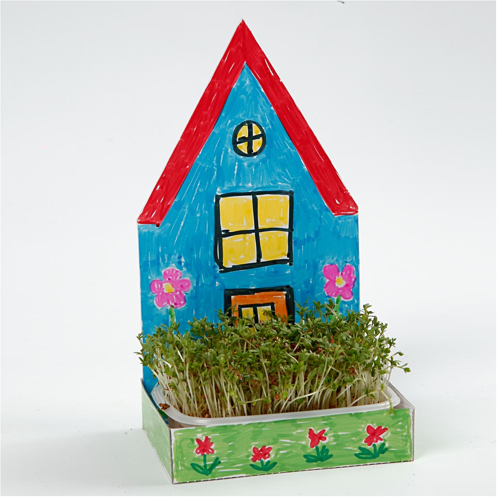 Vassoio sagomato per crescione, casa, H: 20 cm, bianco, 6 set/ 1 conf. [HOB-23323]