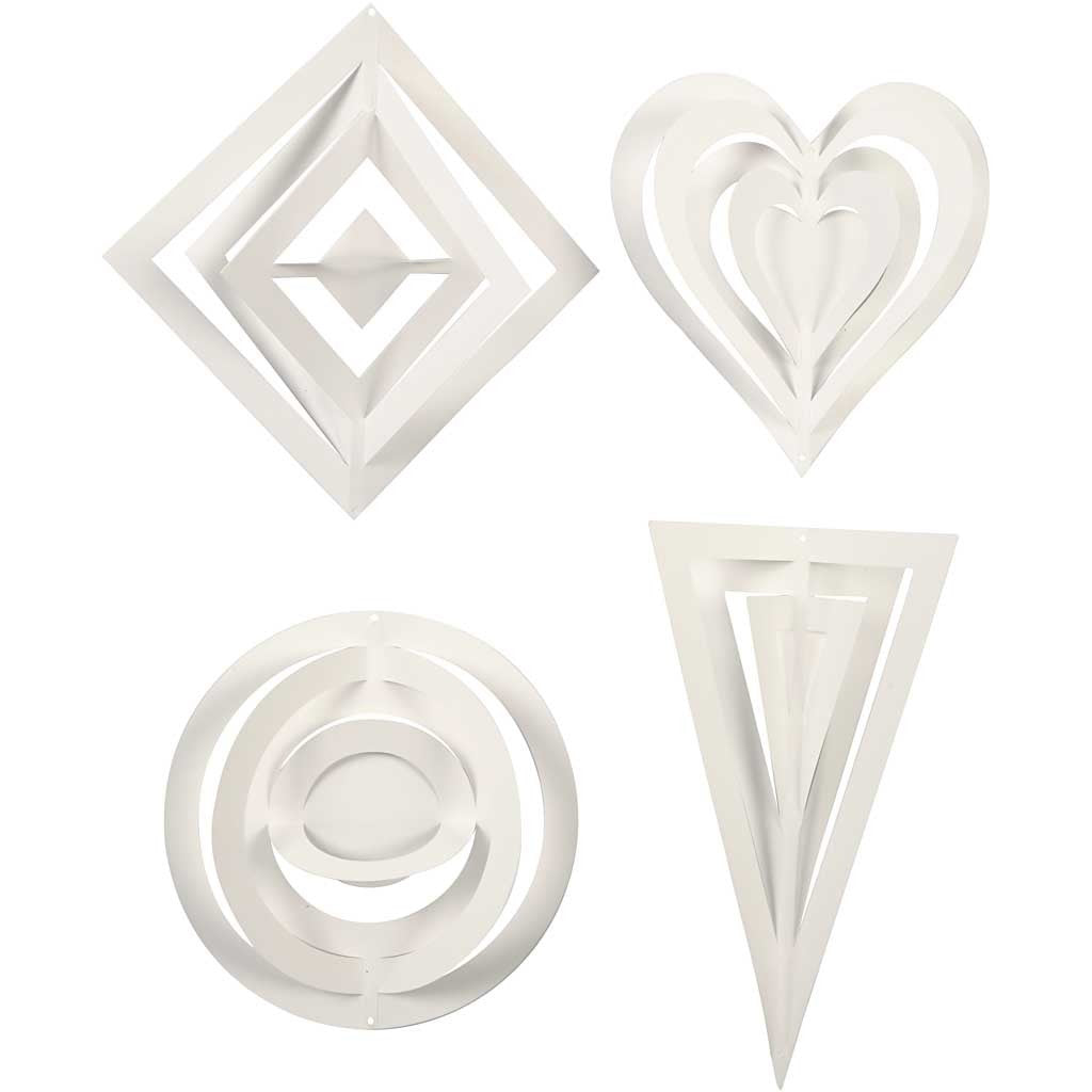 Decorazioni 3D, H: 18+22+24 cm, L: 15+18+22 cm, 230 g, bianco, 16 pz/ 1 conf. [HOB-23467]