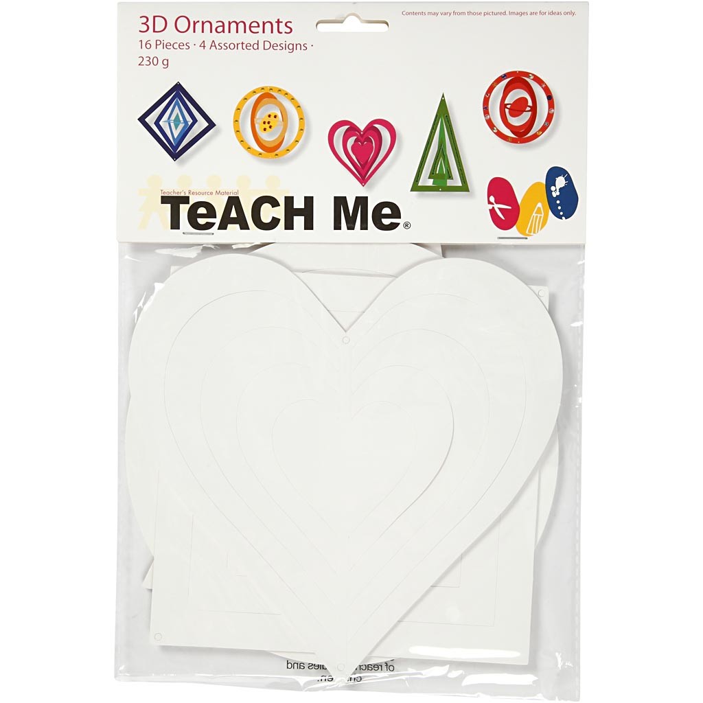 Decorazioni 3D, H: 18+22+24 cm, L: 15+18+22 cm, 230 g, bianco, 16 pz/ 1 conf. [HOB-23467]