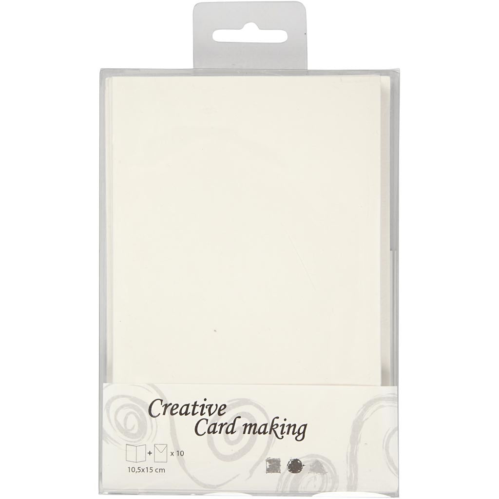 Cartoncini e buste, dim. cartoncino 10,5x15 cm, dim. busta 11,5x16,5 cm, avorio, 10set/ 1 conf. [HOB-23708]
