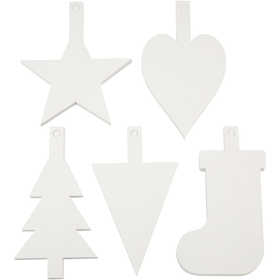 Decorazioni di Natale, H: 23,5-26,5 cm, L: 15,5-20,5 cm, bianco, 100 pz/ 1 conf. [HOB-23881]