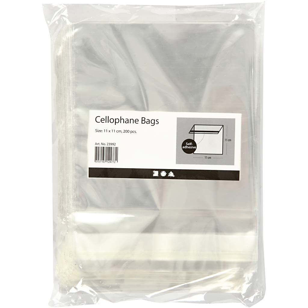 Buste di Cellophane, H: 11,3 cm, L: 11 cm, spess. 25 my, 200 pz/ 1 conf. [HOB-23992]
