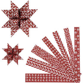 Strisce per stelle di carta, L: 44+78 cm, diam 6,5+11,5 cm, L: 15+25 mm, rosso, bianco, 60 strisce/ 1 conf. [HOB-24353]