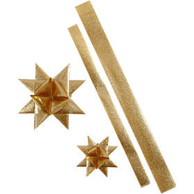 Strisce per stelle, L: 86+100 cm, diam 11,5+18,5 cm, L: 25+40 mm, oro glitter, 16 strisce/ 1 conf. [HOB-24356]