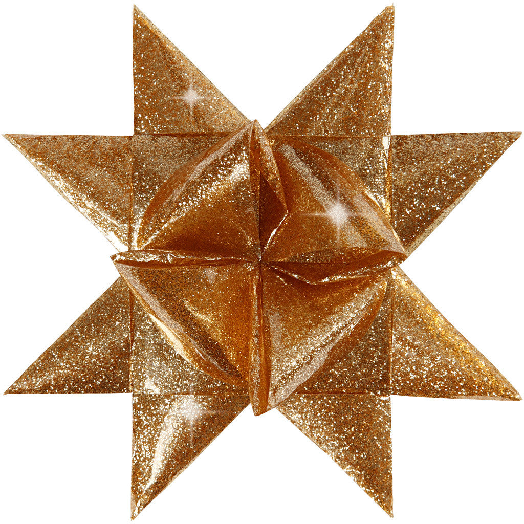 Strisce per stelle, L: 86+100 cm, diam 11,5+18,5 cm, L: 25+40 mm, oro glitter, 16 strisce/ 1 conf. [HOB-24356]