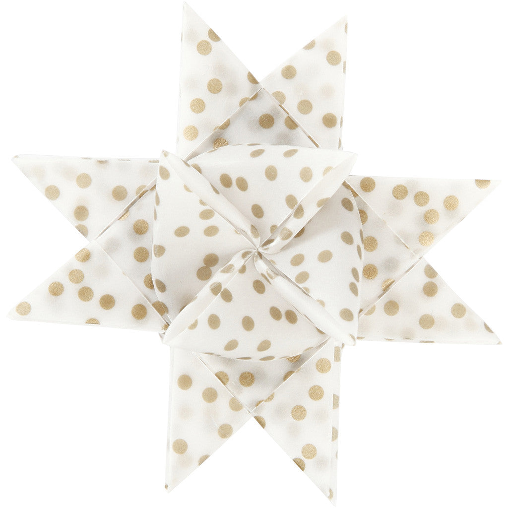 Strisce per stelle di carta, L: 44+78 cm, L: 15+25 mm, diam 6,5+11,5 cm, oro, bianco, 48 strisce/ 1 conf. [HOB-24357]
