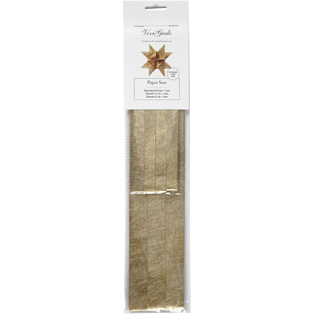 Strisce di carta per stelle , L: 44+78 cm, diam 6,5+11,5 cm, L: 15+25 mm, oro, 32 strisce/ 1 conf. [HOB-24393]