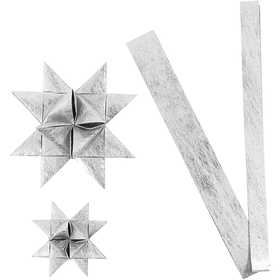 Strisce di carta per stelle , L: 44+78 cm, diam 6,5+11,5 cm, L: 15+25 mm, argento, 32 strisce/ 1 conf. [HOB-24394]