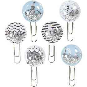 Shaker clips, L: 49 mm, diam 25 mm, nero, blu, grigio, bianco, 6 pz/ 1 conf. [HOB-24801]